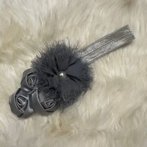 **** Grey 5" Deluxe Flower on FOE Headband  7421  Handmade NWT Boutique